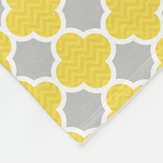Geometrisch patroon van geel en grijs Quatrefoil Fleece Deken (Hoek)