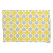 Geometrisch patroon van geel en grijs Quatrefoil Kussensloop (Voorkant)