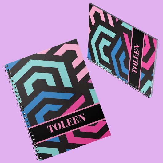 Geometrisch patroon van gepersonaliseerde hexagon notitieboek