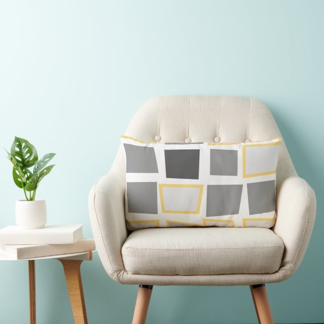 Geometrisch patroon van grijze en witte Abstracte  Kussen (Stoel)