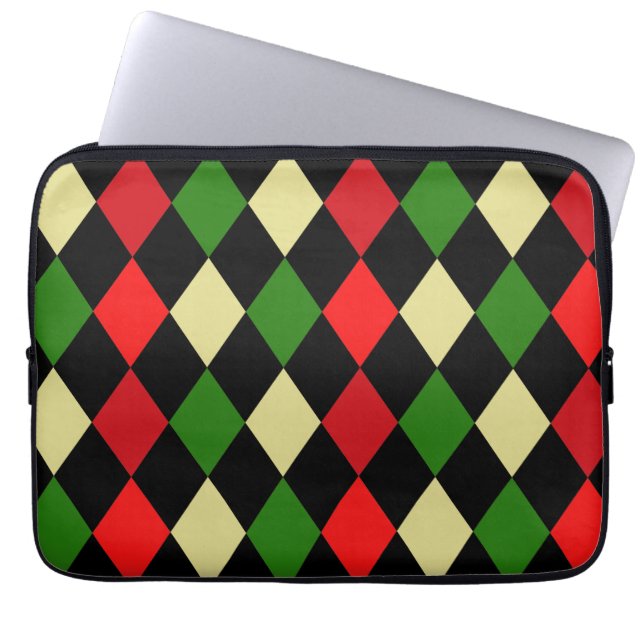 Geometrisch patroon van Holiday Harlequin Laptop Sleeve (Voorkant)