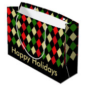 Geometrisch patroon van Holiday Harlequin Large Cadeautasje (Achterkant Gekanteld)