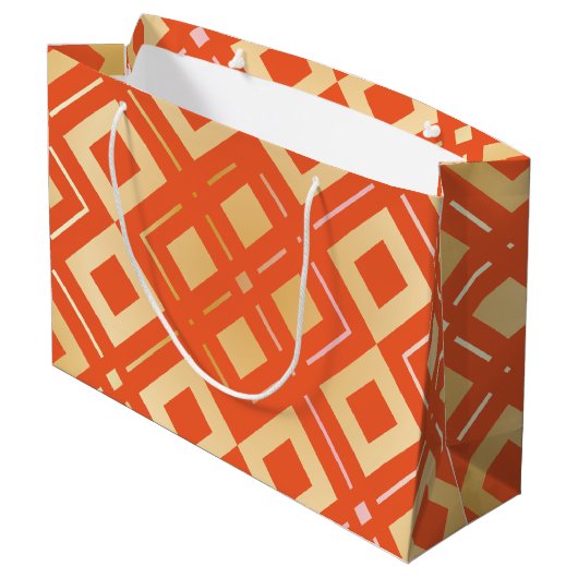 Geometrisch patroon van Kamelia 6 Groot Cadeauzakje (Achterkant Gekanteld)