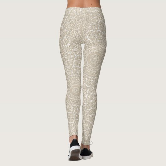 Geometrisch patroon van Khaki Mandala Leggings (Achterkant)