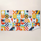 Geometrisch patroon van kleurrijke Retro Strandlaken (Voorkant)
