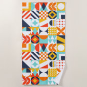 Geometrisch patroon van kleurrijke Retro Strandlaken (Voorkant)