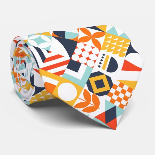 Geometrisch patroon van kleurrijke Retro Stropdas (Opgerold)