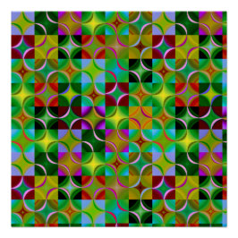Geometrisch patroon van kleurrijke vierkanten en c perfect poster