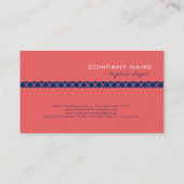 Geometrisch patroon van koraal en wit Quatrefoil Visitekaartje (Achterkant)