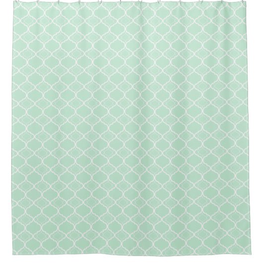 Geometrisch patroon van mint Green Quatrefoil Douchegordijn (Voorkant)