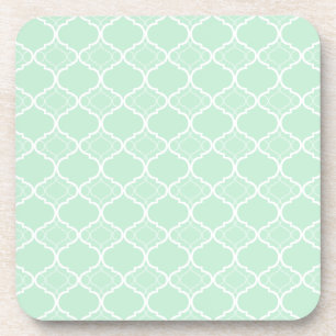 Geometrisch patroon van mint Green Quatrefoil Onderzetter