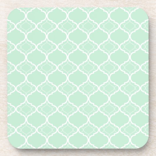 Geometrisch patroon van mint Green Quatrefoil Onderzetter (Voorkant)