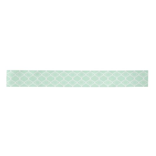 Geometrisch patroon van mint Green Quatrefoil Satijnen Lint (Voorkant)