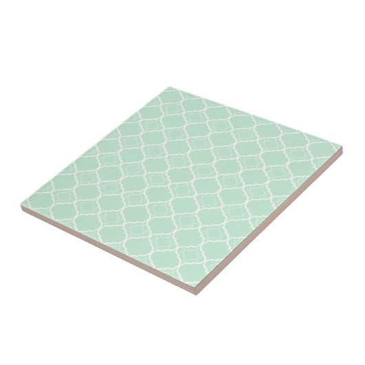 Geometrisch patroon van mint Green Quatrefoil Tegeltje (Zijkant)