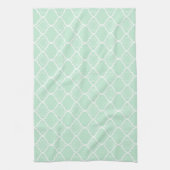 Geometrisch patroon van mint Green Quatrefoil Theedoek (Verticaal)