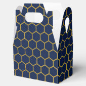 Geometrisch patroon van Navy Blue en Gold Hexagon Bedankdoosjes (Geopend)