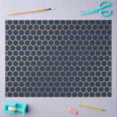 Geometrisch patroon van Navy Blue en Gold Hexagon Tissuepapier (Craft)