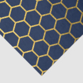 Geometrisch patroon van Navy Blue en Gold Hexagon Tissuepapier (Detail)