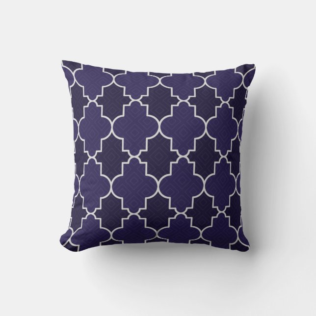 Geometrisch patroon van Navy Blue Quatrefoil Kussen (Voorkant)