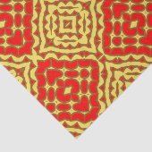 Geometrisch patroon van oosterrood en geel tissuepapier (Detail)