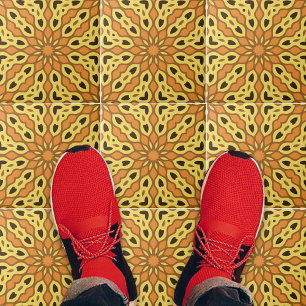 Geometrisch patroon van oosterse Sinaasappel en ge Tegeltje