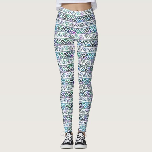 Geometrisch patroon van pasteelkleuren leggings (Voorkant)