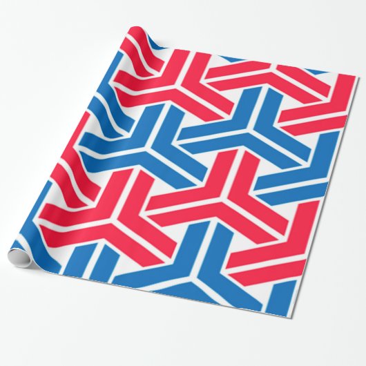 Geometrisch patroon van patriottische kleuren cadeaupapier (Uitgerold)