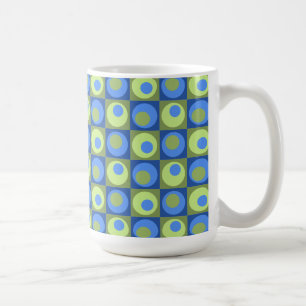 Geometrisch patroon van Periwinkle Blue Green Squa Koffiemok