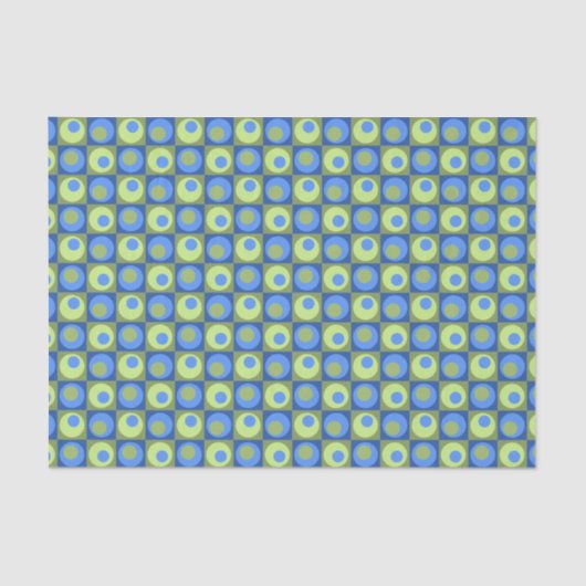 Geometrisch patroon van Periwinkle Blue Green Squa Tissuepapier (Voorkant)