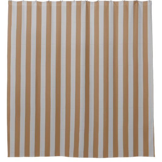 Geometrisch patroon van Preppy Gold en Grey Stripe Douchegordijn (Voorkant)
