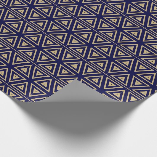 Geometrisch patroon van  retro goudmarinevalk cadeaupapier (Hoek)