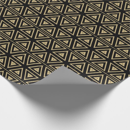Geometrisch patroon van  retro goudzwart cadeaupapier (Hoek)