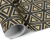 Geometrisch patroon van  retro goudzwart cadeaupapier (Rol Hoek)