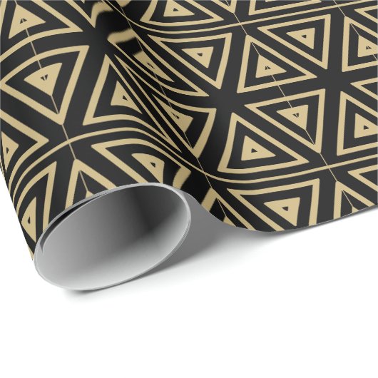 Geometrisch patroon van  retro goudzwart cadeaupapier (Rol Hoek)