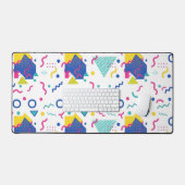 Geometrisch patroon van Retro Memphis Bureaumat (Keyboard & Muis)