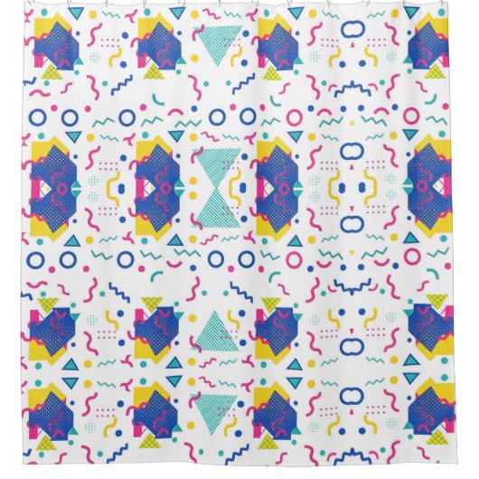 Geometrisch patroon van Retro Memphis Douchegordijn (Voorkant)