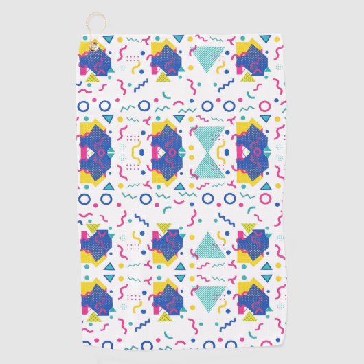 Geometrisch patroon van Retro Memphis Golfhanddoek (Voorkant)