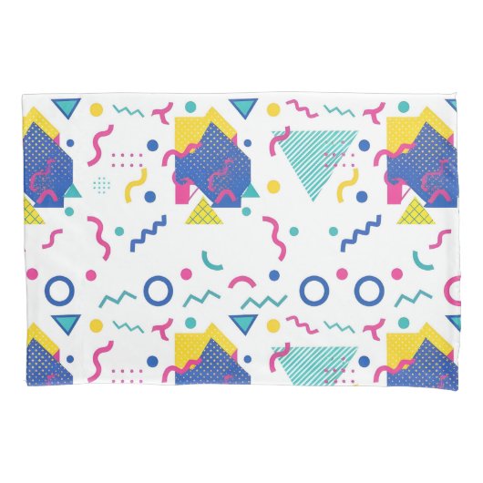 Geometrisch patroon van Retro Memphis Kussensloop (Voorkant-Links)