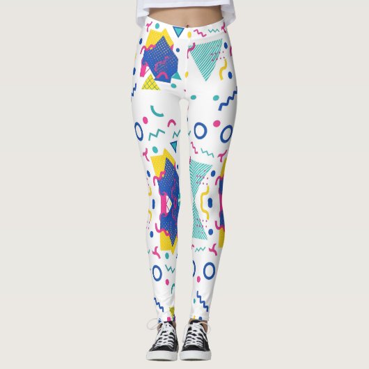 Geometrisch patroon van Retro Memphis Leggings (Voorkant)