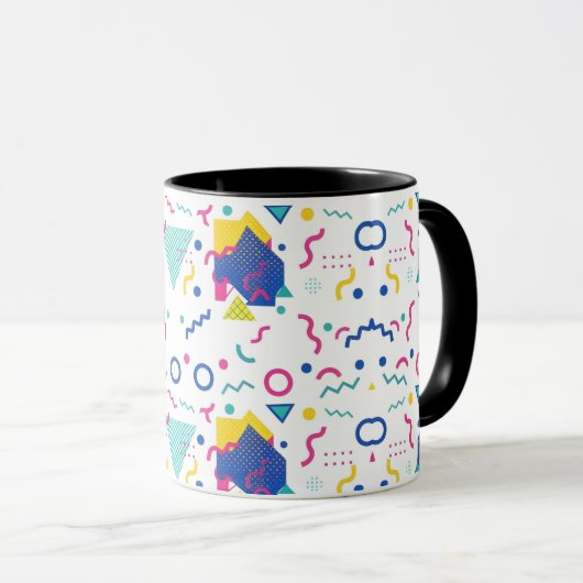Geometrisch patroon van Retro Memphis Mok (Voorkant rechts)