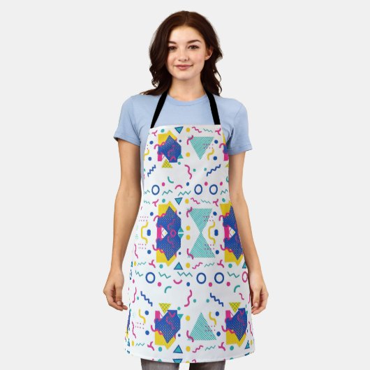 Geometrisch patroon van Retro Memphis Schort (Gedragen)