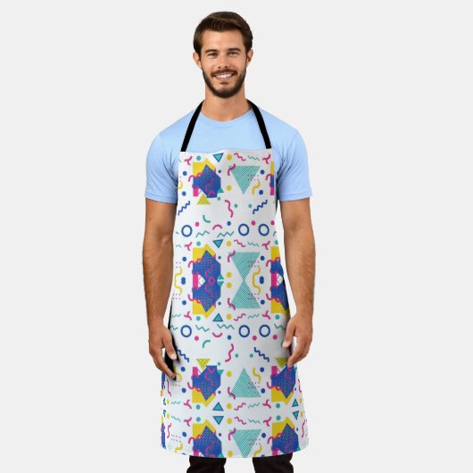 Geometrisch patroon van Retro Memphis Schort (Gedragen)