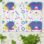 Geometrisch patroon van Retro Memphis Theedoek (Gevouwen)