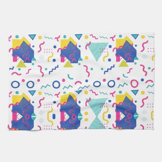 Geometrisch patroon van Retro Memphis Theedoek (Horizontaal)