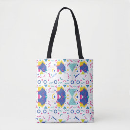Geometrisch patroon van Retro Memphis Tote Bag