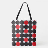 Geometrisch patroon van rode zwarte Stippen Tote Bag (Voorkant)