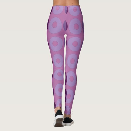 geometrisch patroon van roze en paarse cirkels leggings (Achterkant)