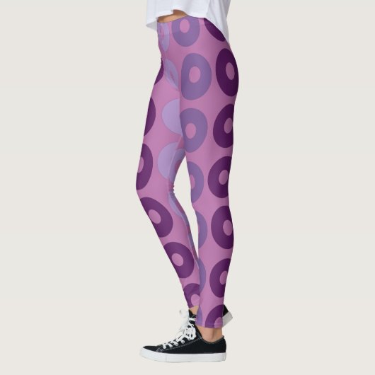 geometrisch patroon van roze en paarse cirkels leggings (Links)