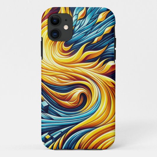 Geometrisch patroon van stromend geel vuurijs Case-Mate iPhone case (Achterkant)