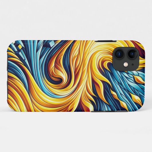Geometrisch patroon van stromend geel vuurijs Case-Mate iPhone case (Achterkant (horizontaal))